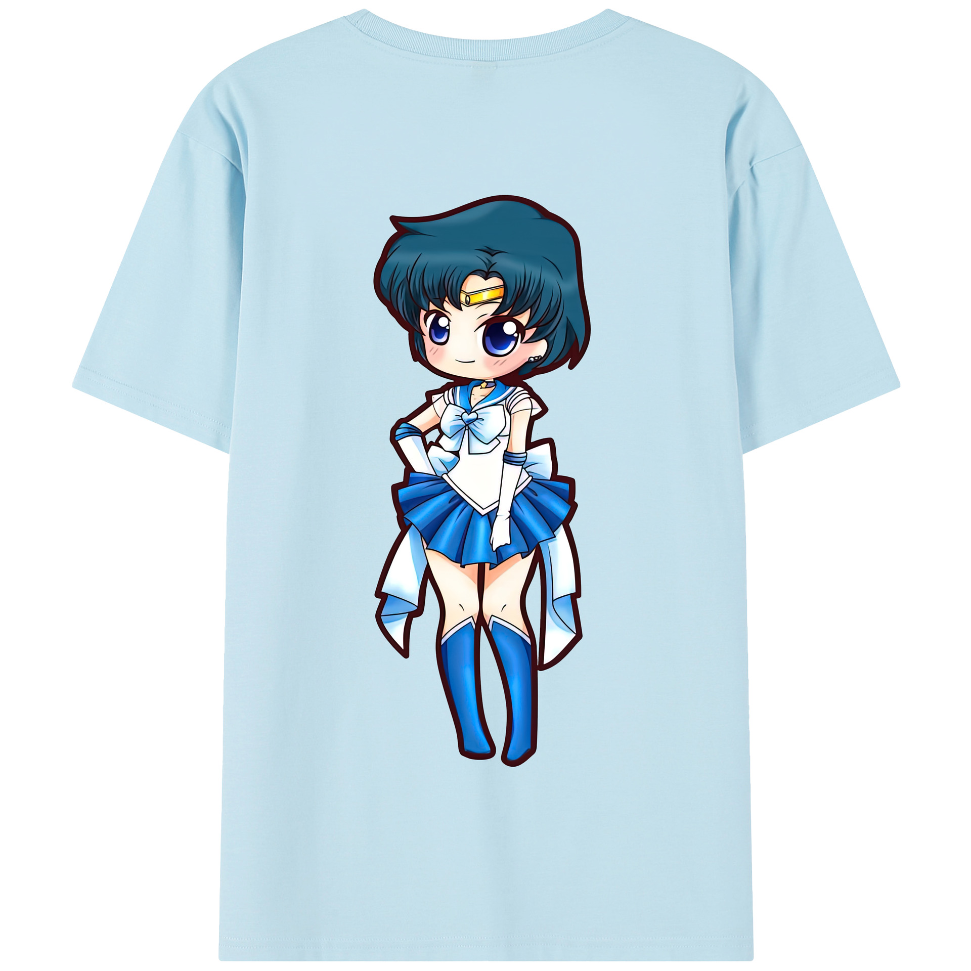 （画像用） 美少女戦士セーラームーン 水野 亜美 みずの あみ Sailor Moon Mizuno Ami 綿100％半袖Tシャツ（背面プリント）